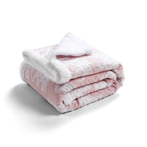 Lush Decor Elephant Parade Sherpa Throw Blanket 50" W x 60" L, Blush - Elephant Blanket for Kids - Plush Throw Blankets for Bed - Pink Couch Blankets
