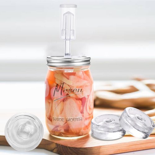 Galssmagic 32 oz Fermentation Jar,2 Pack Fermentation kit with Fermenting Weights and Airlocks,Pickle Jar for Fermenting,Pickling,Canning,Mead Making