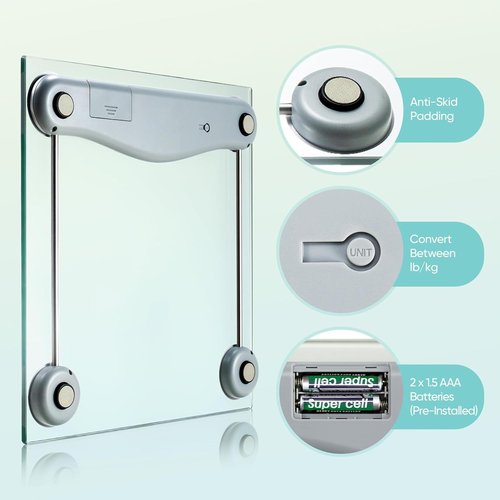Etekcity Digital Body Weight Scale - High Precision Measurements | Large Blue LCD Display, 400 lbs Capacity