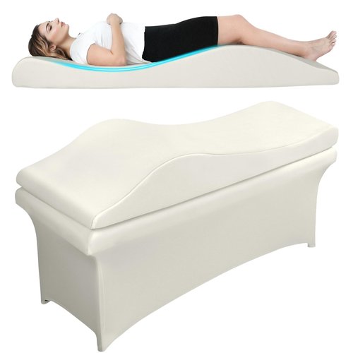 LukyHonie Ergonomic Lash Bed Topper Massage Table Pad, 30D Foam Esthetician Beds Mattress Toppers for Lash Tech Facial Wax, Beauty Salon Massage Bed Topper with Milk Touch & Washable Cover-Cream White