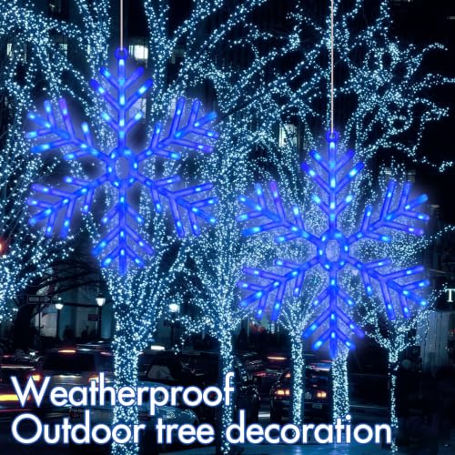 LED Snowflake Lights 2 Pack 22 Inch Christmas Window Decor Blue