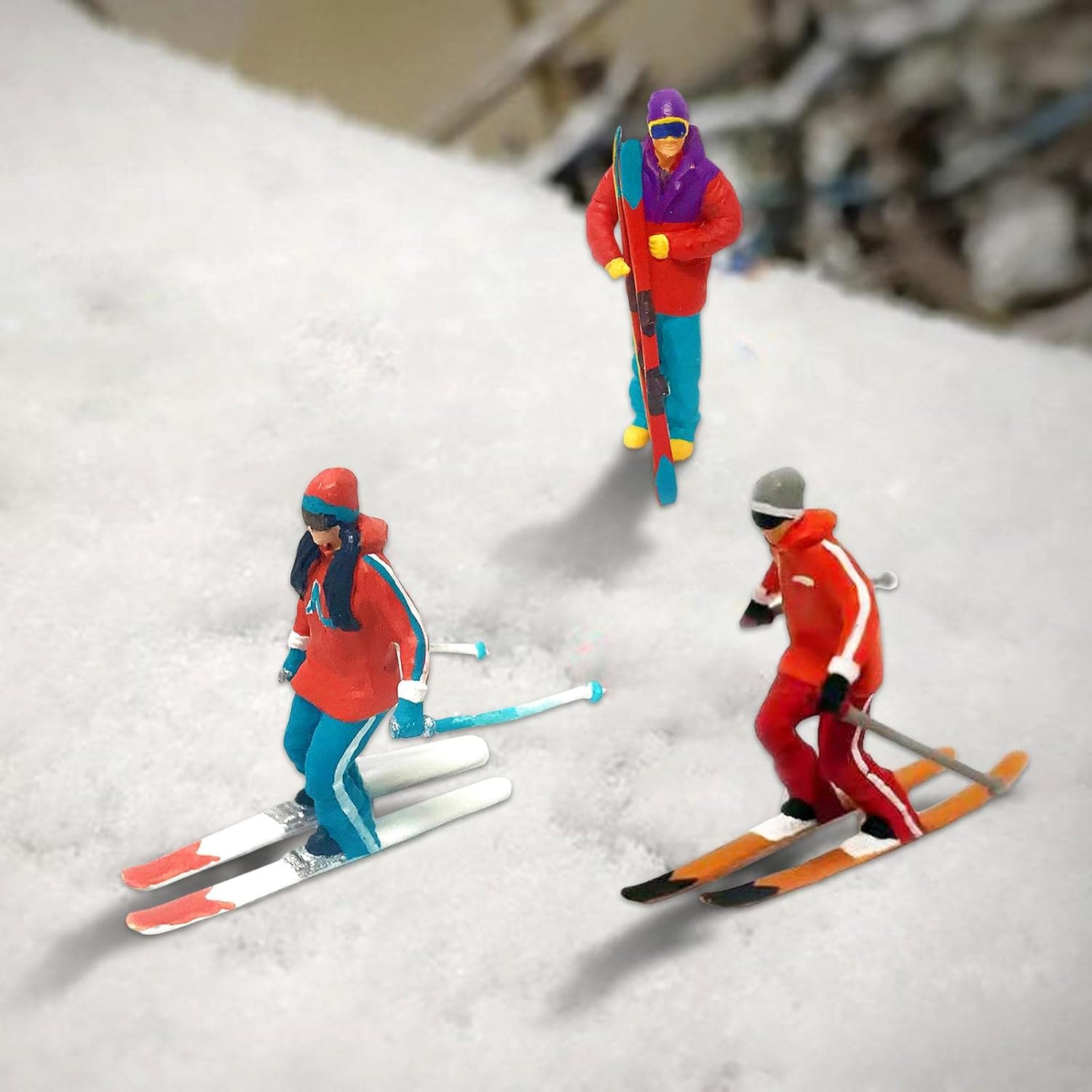 Skiennix Miniature Skiing Figures - 6Pcs Hand-Painted Scene Accessories for DIY Projects and Decor