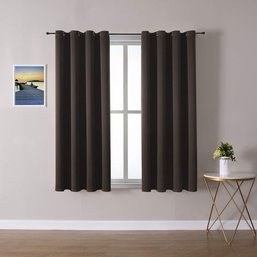 ChrisDowa Grommet Blackout Curtains - Thermal Insulated Room Darkening Panels, Brown, 52W x 54L