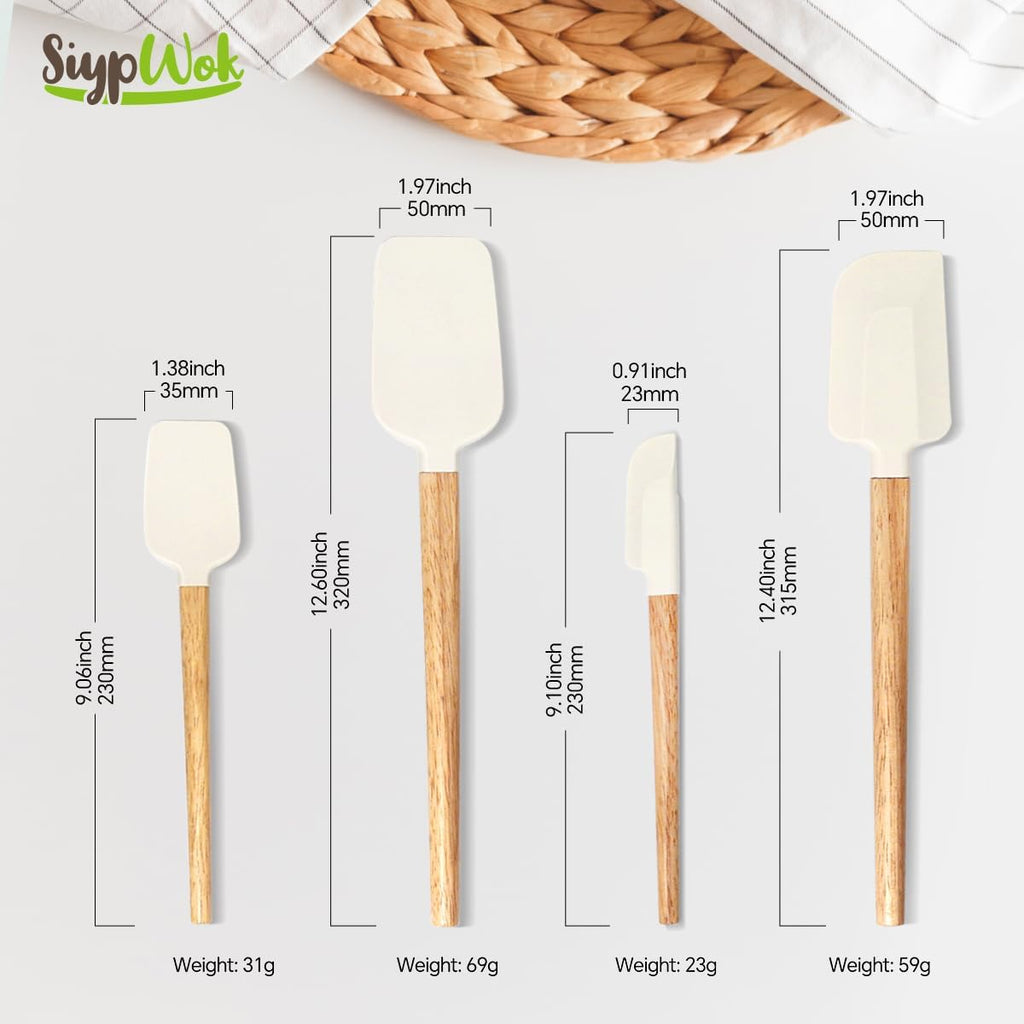 Silicone Spatula Set - Food Grade Rubber Cooking Utensils | 4-Piece Nonstick Heat Resistant Up to 600°F
