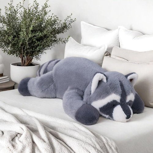 Labauxite Raccoon Plush, Raccoon Stuffed Animals, Cute Plush Toys Realistic Raccoons Body Pillow Hug Sleeping Fluffy Animal Toys for Kids, Bed Decor Plushie Doll Birthday Gift (25.5in)
