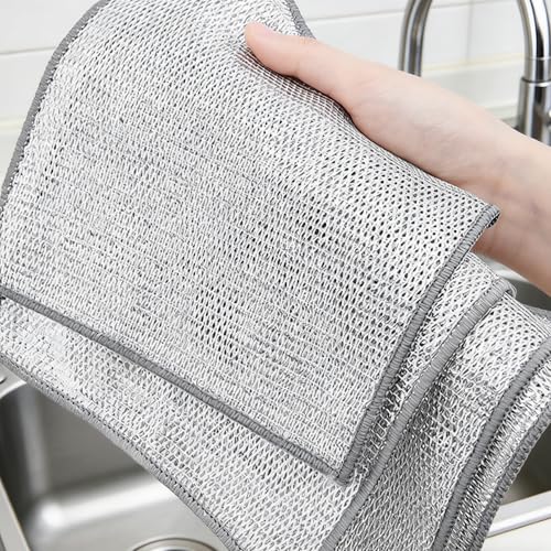 Stainless Steel Wire Scrubber Sponges - 10 Pack Non-Scratch Cleaning Cloths