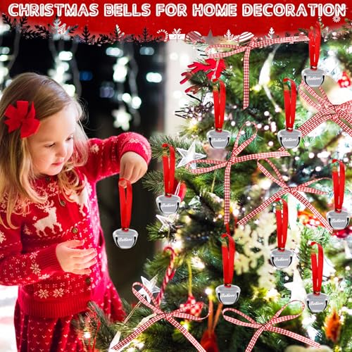 48Pcs Christmas Believe Bell Ornaments Set - Polar Express Holiday Decorations