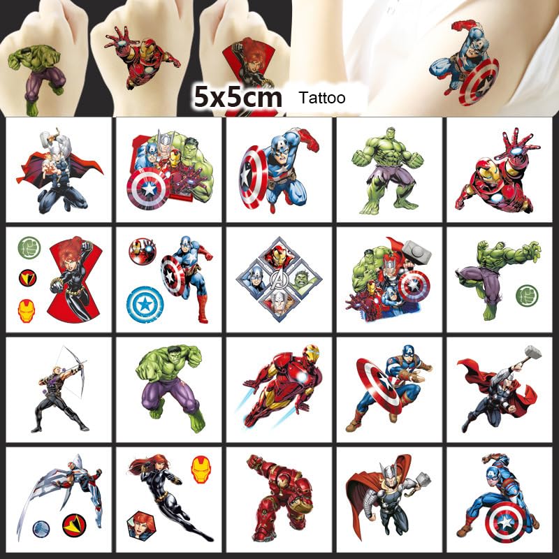 Avengers Temporary Tattoos for Kids 20 Sheets Waterproof Party Favors