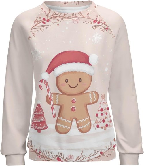 Domirica Gingerbread Sweatshirt - Cute Graphic Pullover for Women | Oversized Winter Fashion 2024