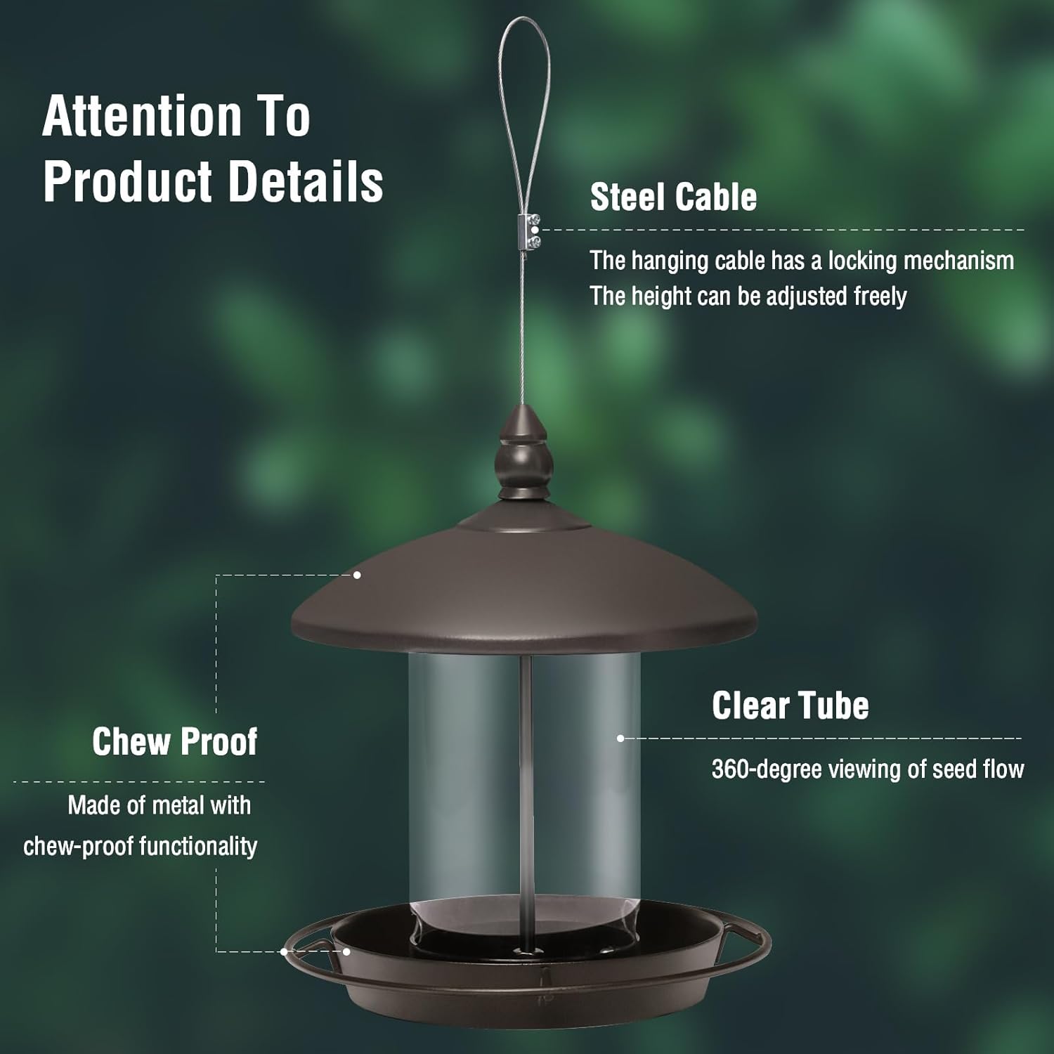 Youvip Metal Roof Bird Feeder - Chew-Proof Design for Outdoor Use | Bronze Finish