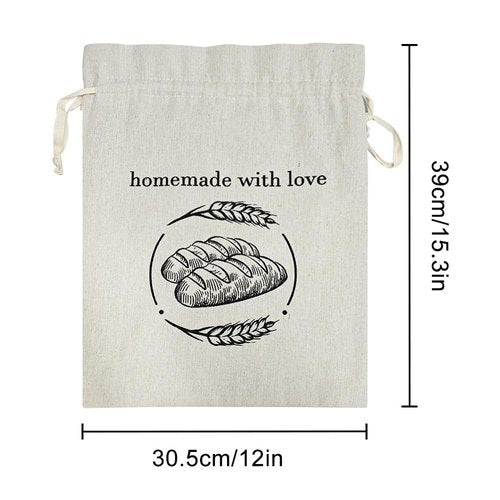 Linen Reusable Bread Bags for Homemade Bread & Sourdough - 2 Pack Breads Bags - 15x12 Inch - Perfect for Baking, Proofing & Fresh Storage - Breads Storage Solution (Green and white)