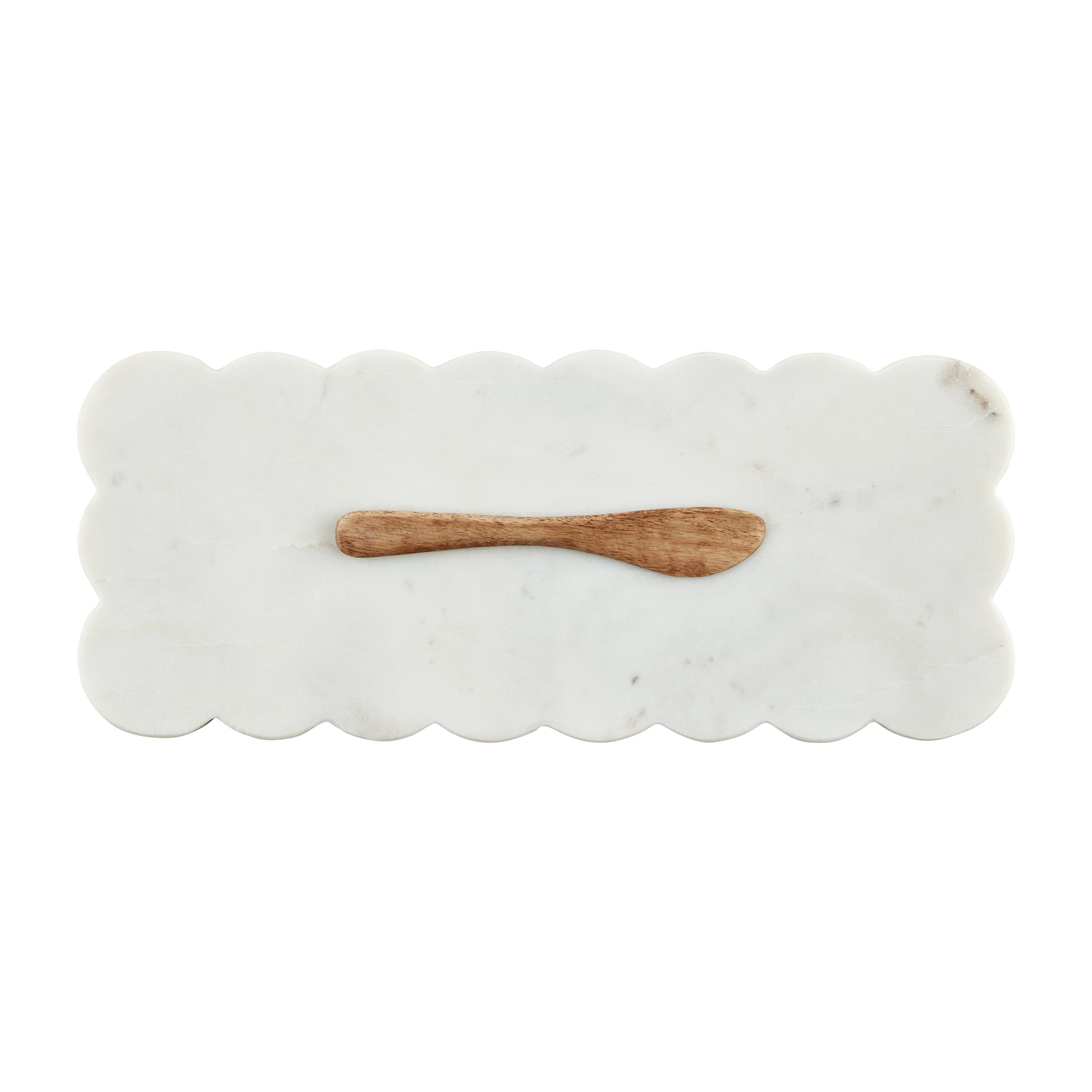 Mud Pie Scallop Marble Board Set, White, 12" x 5"