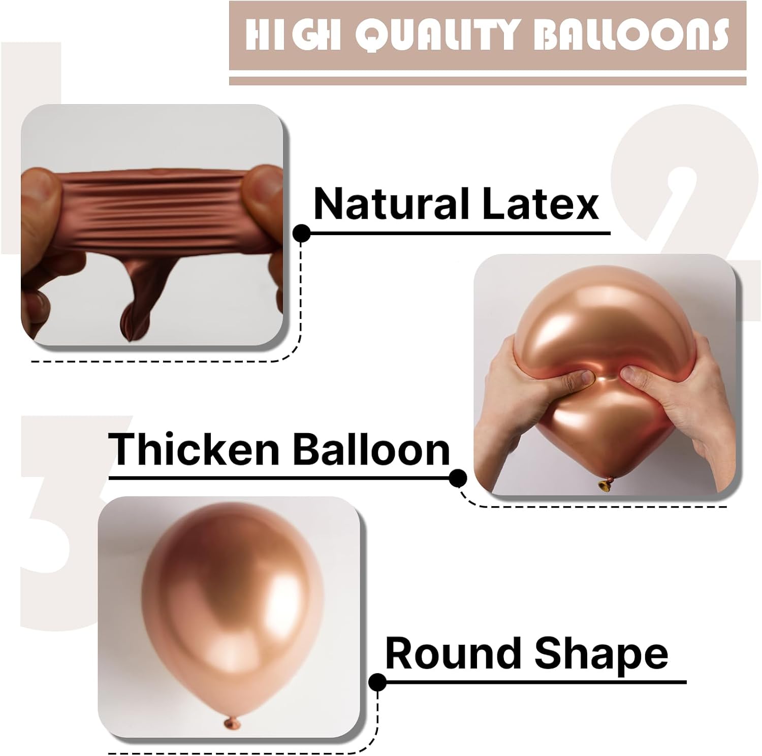 PartyWoo Metallic Rose Gold Balloons - 50pcs 5 Inch Chrome Latex for Weddings & Celebrations