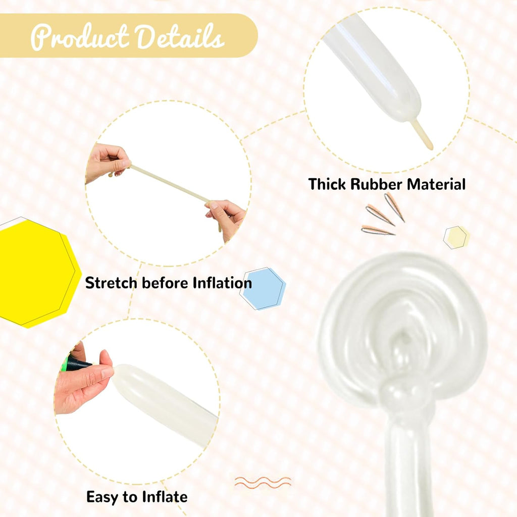 260 Clear Balloons by [Brand Name] - Long Skinny Balloons for Twisting & Balloon Arches | Perfect for Parties & Weddings