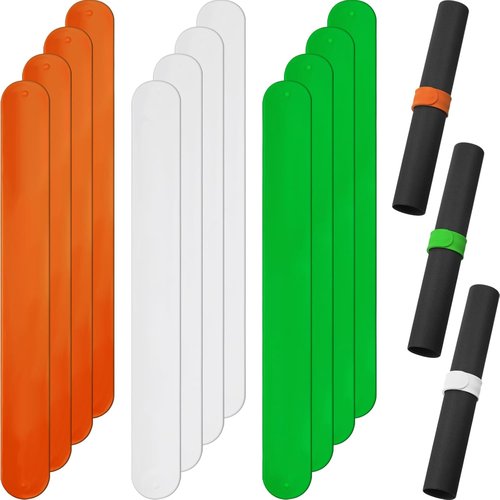 Charniol Wrapping Paper Roll Holder - 12 Silicone-Covered Metal Strips for Gift Storage | 1 x 9 Inch (Green, Orange, White)