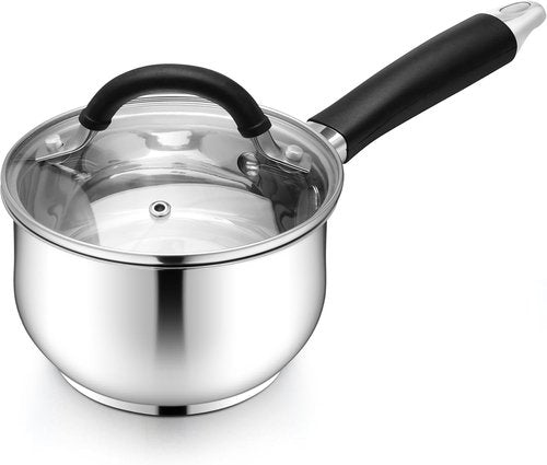 E-far Stainless Steel Sauce Pan - 1 Quart Tri-Ply Design with Stay-Cool Handle | Dishwasher Safe, Non-Toxic
