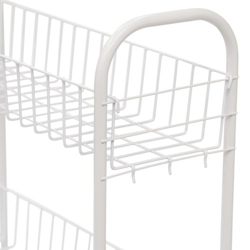 Household Essentials 05121 Slim Line 3-Tier Metal Storage Cart | Laundry Room Rolling Organizer | White