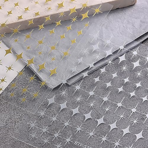 Star Nail Stickers 8 Sheets 3D Self-Adhesive Nail Art Decals