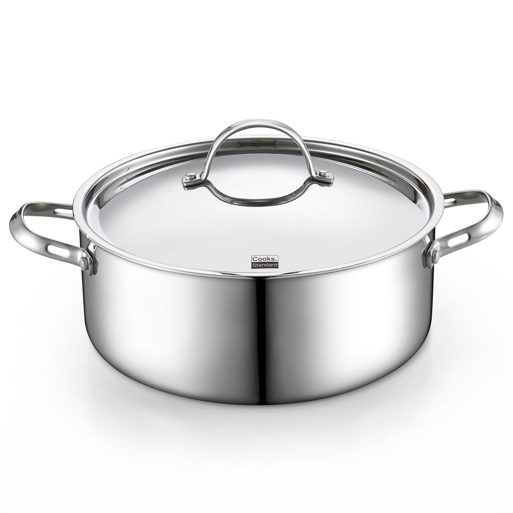 Cooks Standard Multi-Ply Clad 7 Quart Stock Pot, Stainless Steel Dutch Oven