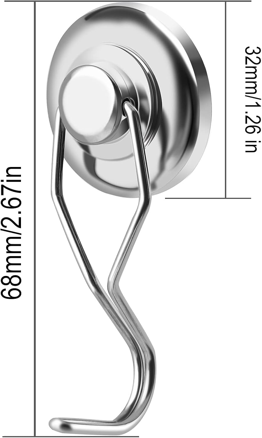 Powerful Magnetic Hooks by Swivel Swing - Heavy Duty Neodymium for Refrigerators | Pack of 7, 68mm Length