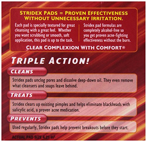 Stridex Maximum Medicated Acne Pads 55 Count - 2% Salicylic Acid Face Wipes
