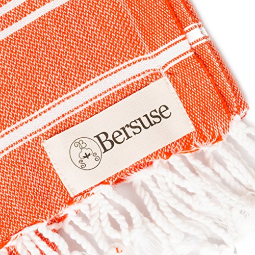Bersuse Dark Orange Turkish Cotton Hand Towels - Soft, Absorbent, Quick-Drying