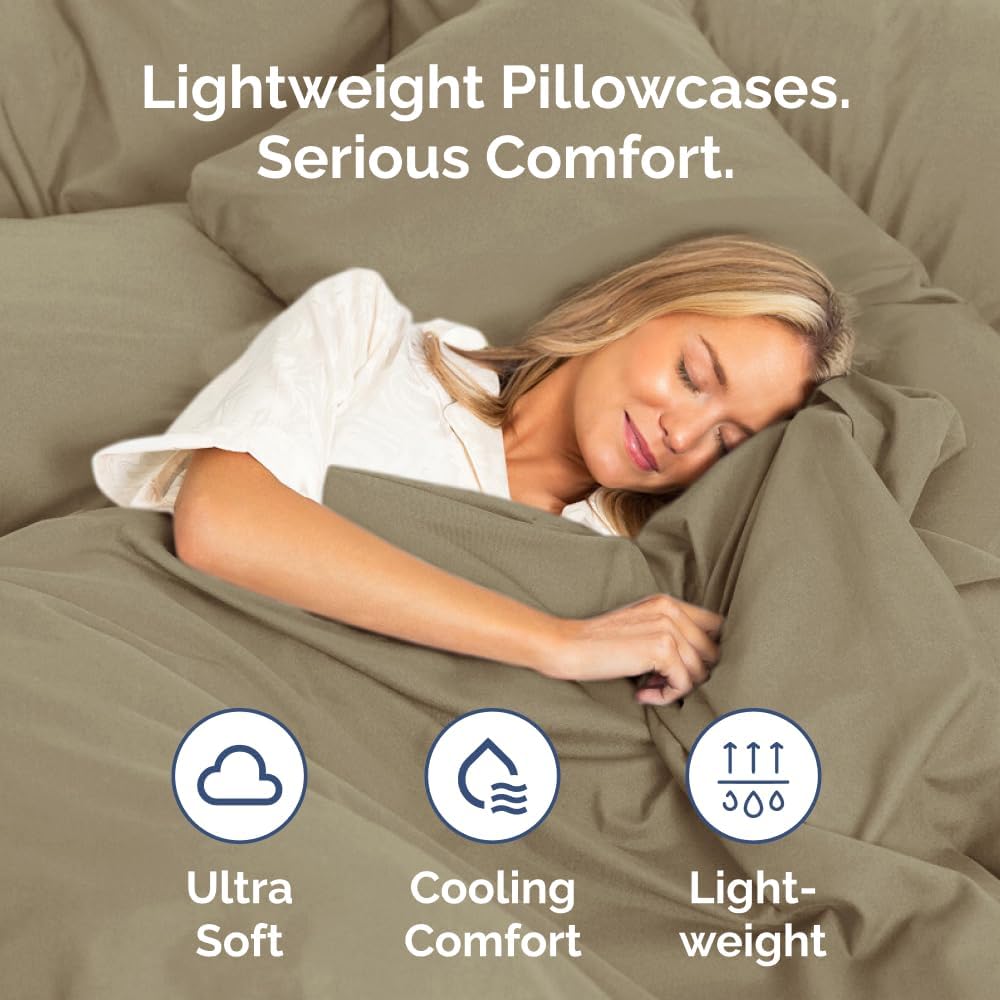 Queen Pillow Cases by [Brand Name] - Ultra Soft Hotel Quality Covers | Cozy, Wrinkle-Free & Fade Resistant - 2 Piece Set in Khaki