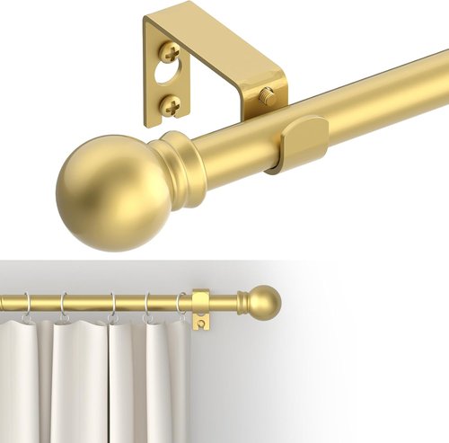GXOACKJ Decorative Gold Curtain Rods - Heavy Duty Metal Set for Windows 48 to 84 Inches