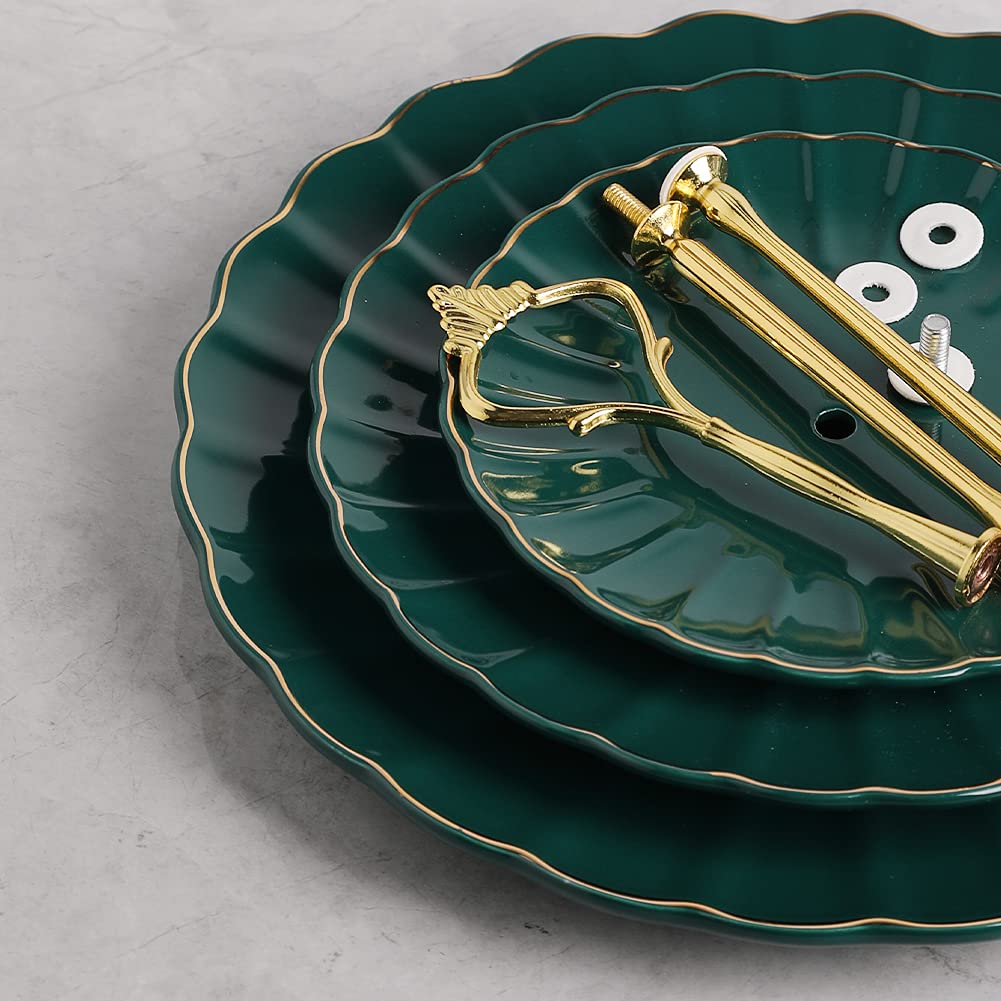Sweejar Porcelain Tea Sets British Royal Series and 3 Tier Ceramic Cake Stand(Jade)