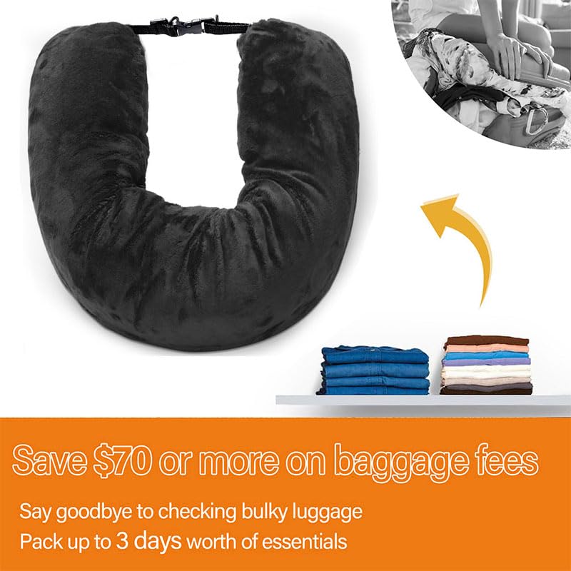 Nenkarn Stuffable Travel Neck Pillow Cover and Eye Mask Set