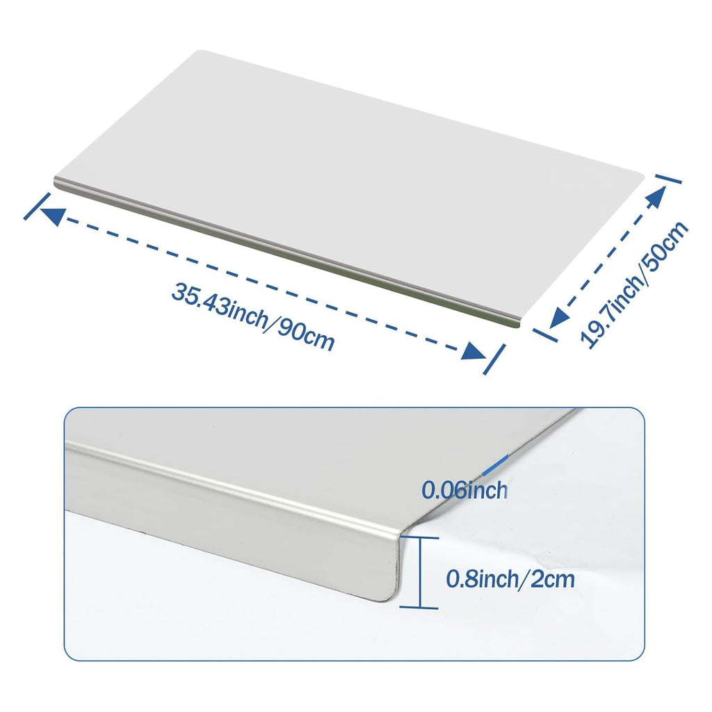 tonchean 304 Stainless Steel Chopping Board with Lip, 35.4”x 19.7” Large Steel Cutting Board with Rolling Pin, Metal Noodle Board Pastry Board Kneading Dough Board for Kitchen Restaurant