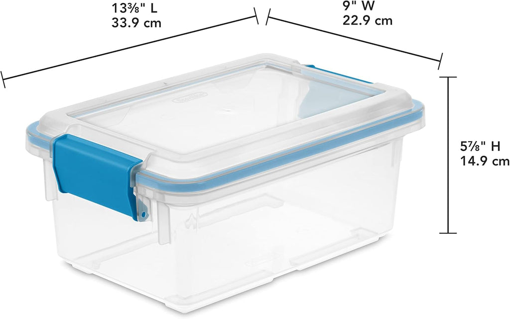 Sterilite 7.5 Qt Gasket Box - Stackable Storage Bin with Latching Lid for Organized Spaces | Clear, 6-Pack