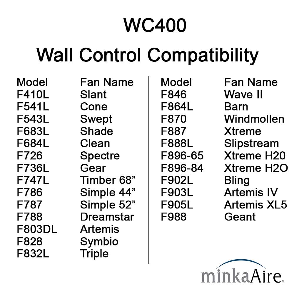 Minka Aire WC400 DC Wall Control or Remote w/Full Function, White