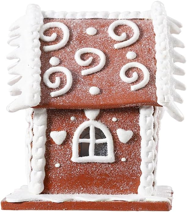Regine Switzerland Gingerbread House Christmas Decoration - LED Light Clay Dough Design for Holiday Tabletop Decor