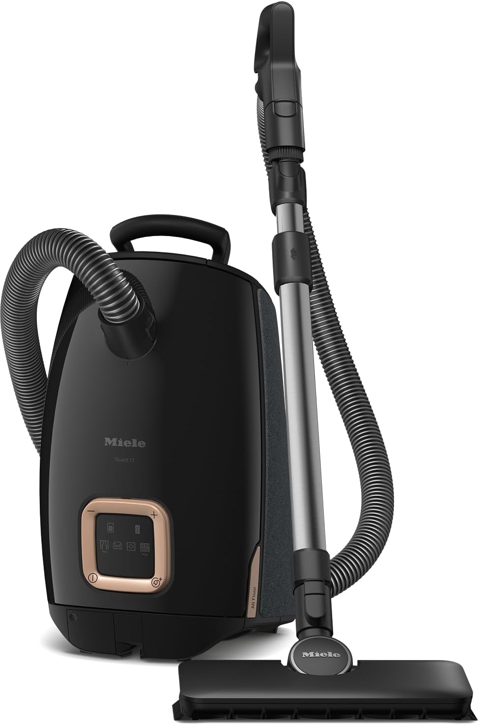 Miele Guard L1 AllFloor Bagged Canister Vacuum Cleaner - AirClean Plus Filter, LED Display, Obsidian Black/Rose Gold