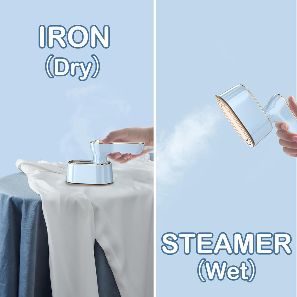 Skiennix Travel Steamer Iron - Mini Portable Ironing Machine for Clothes | Compact Size in Sky Blue