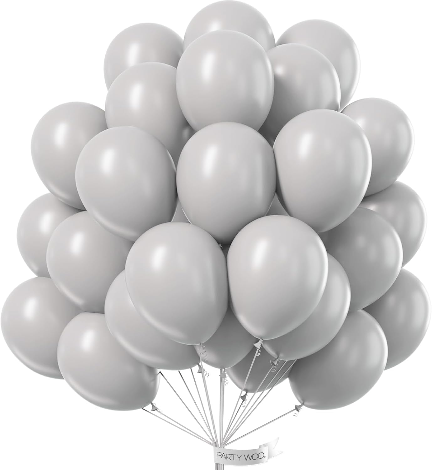 PartyWoo Gray Balloons - 50pcs 12-Inch Matte Gray Latex Helium Balloons for Celebrations