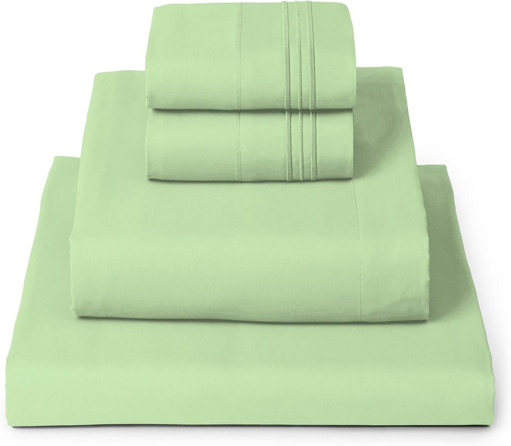 Mellanni King Sheets Set - 4 PC Hotel Luxury Bedding | Extra Soft, Cooling, Wrinkle & Stain Resistant (Pistachio)
