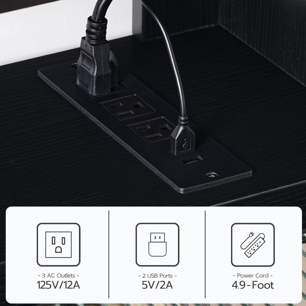 HOOBRO Floating TV Stand with LED Light Power Outlet for TVs up to 75”, Wall Mounted TV Shelf, Modern Media Console Entertainment Center Under TV, for Living Room Bedroom, Black BK36UDDS01G1