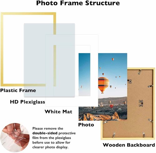 JCJMY A3 Gold Picture Frame - Versatile Display for 8.3x11.7 or 11.7x16.5 Photos | Wall Hanging with Plexiglass