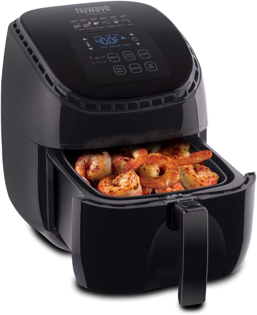 NUWAVE Brio 3-Quart Digital Air Fryer - One-Touch Controls, 6 Presets & Recipe Book Included