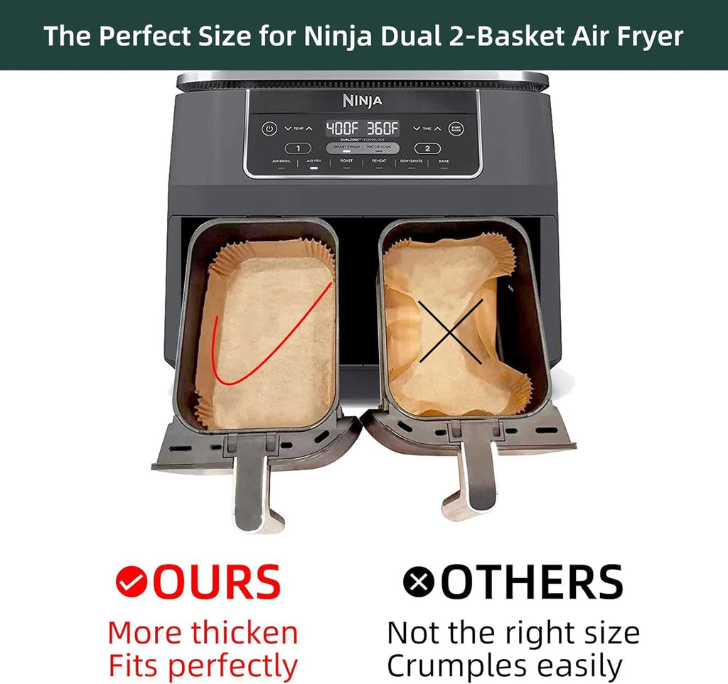 Ninja Air Fryer Disposable Paper Liners - Non-Stick Parchment Baking Sheets | 125PCS, 8.6in x 5.5in
