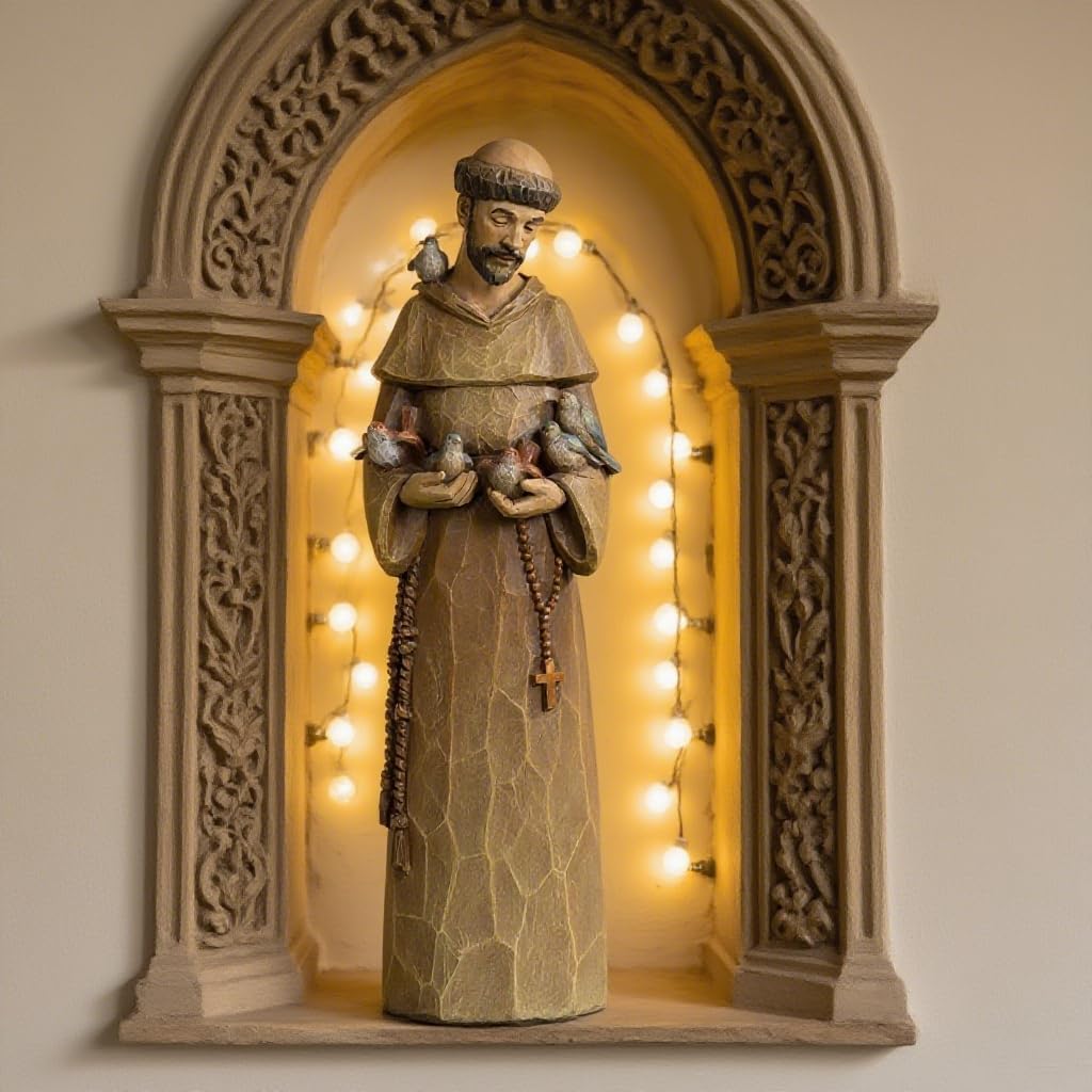 St. Francis Statue - 12 Inch Premium Resin Sculpture | Preaching to Birds, Perfect for Garden Decor