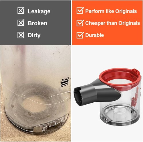 Dyson Dust Bin Replacement - Clear Canister Attachment for V7, V8, SV10 & SV11 Vacuum Cleaners