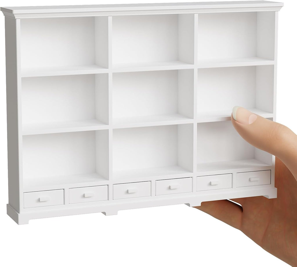 Skiennix 1:12 Scale Dollhouse Bookshelf - Multi-Functional Display for Mini Books & Accessories