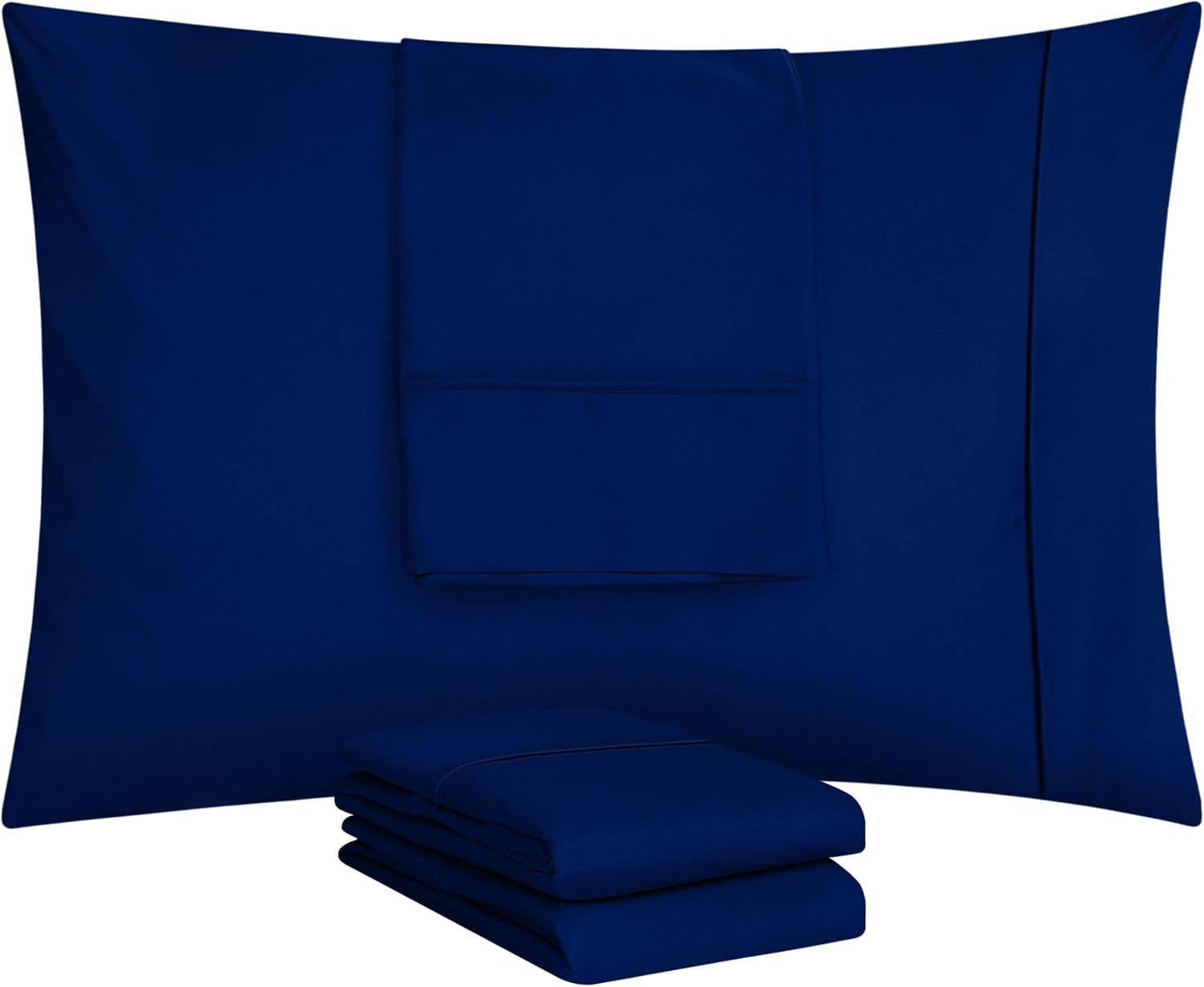 Utopia Bedding Standard Pillow Cases - Soft Brushed Microfiber - 4 Pack, Royal Blue | 20 x 26 Inches