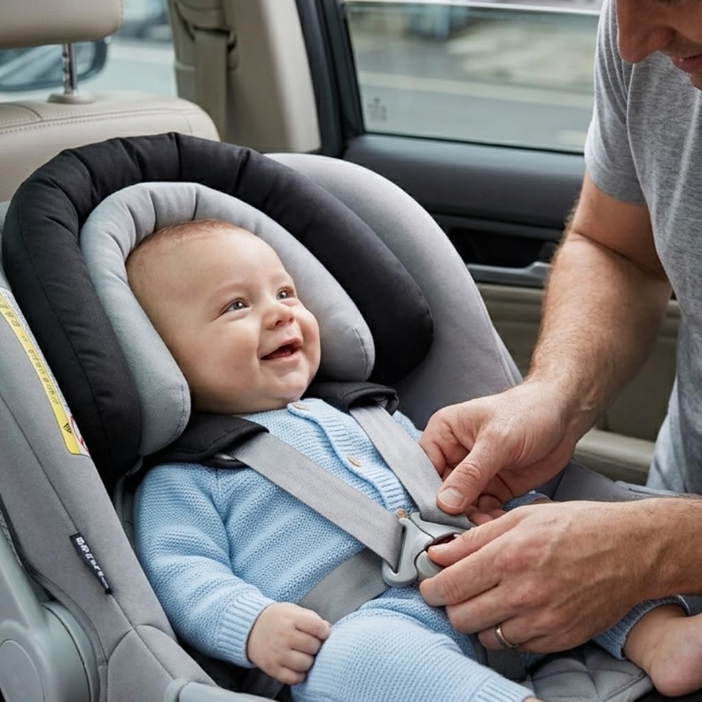 Pro Goleem Infant Car Seat Head Support - Soft 2-in-1 Insert for Newborns | Gray & Black