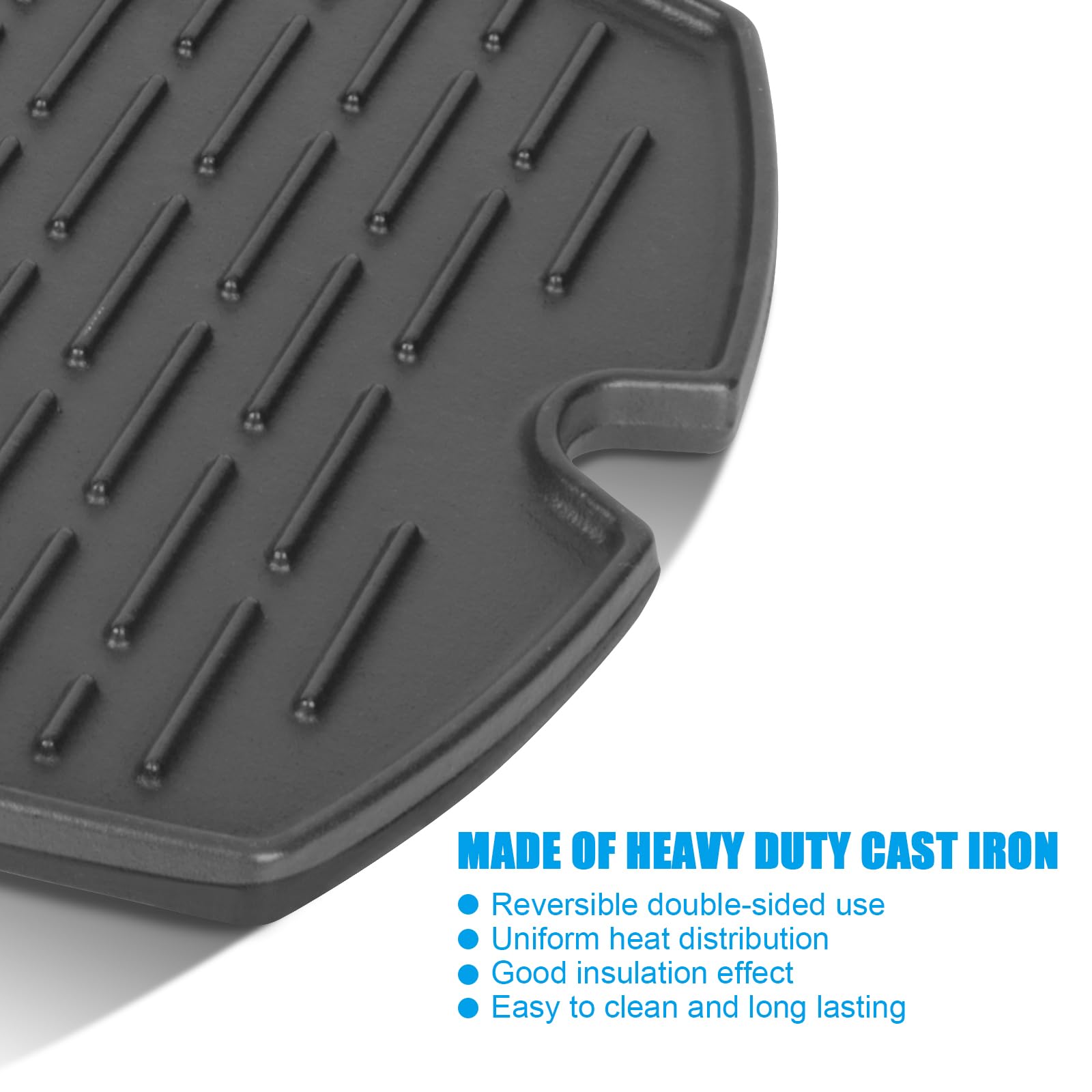 Outspark 7582 Grill Griddle for Weber Q1000 Q1200 Q1400 Q100 Q120 Q140 Series, 50060001 51060001 52020001 386001 386002,Cast Iron Cooking Pan for Weber Baby Q Accessories, with Carry Bag