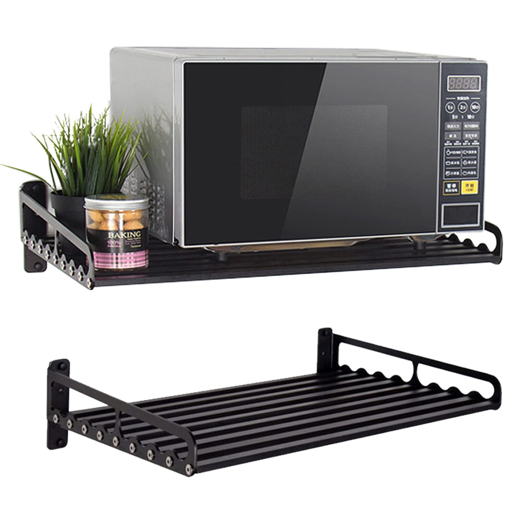 Goyappin Microwave Oven Rack, 23.58“x15.52“ Shelf for Microwave Wall Mount, Wall-Mounted Electric Oven Holder Shelf Kitchen Wall Pot Pan Rack Weight Bearing 80 lbs for Electric Oven Microwave
