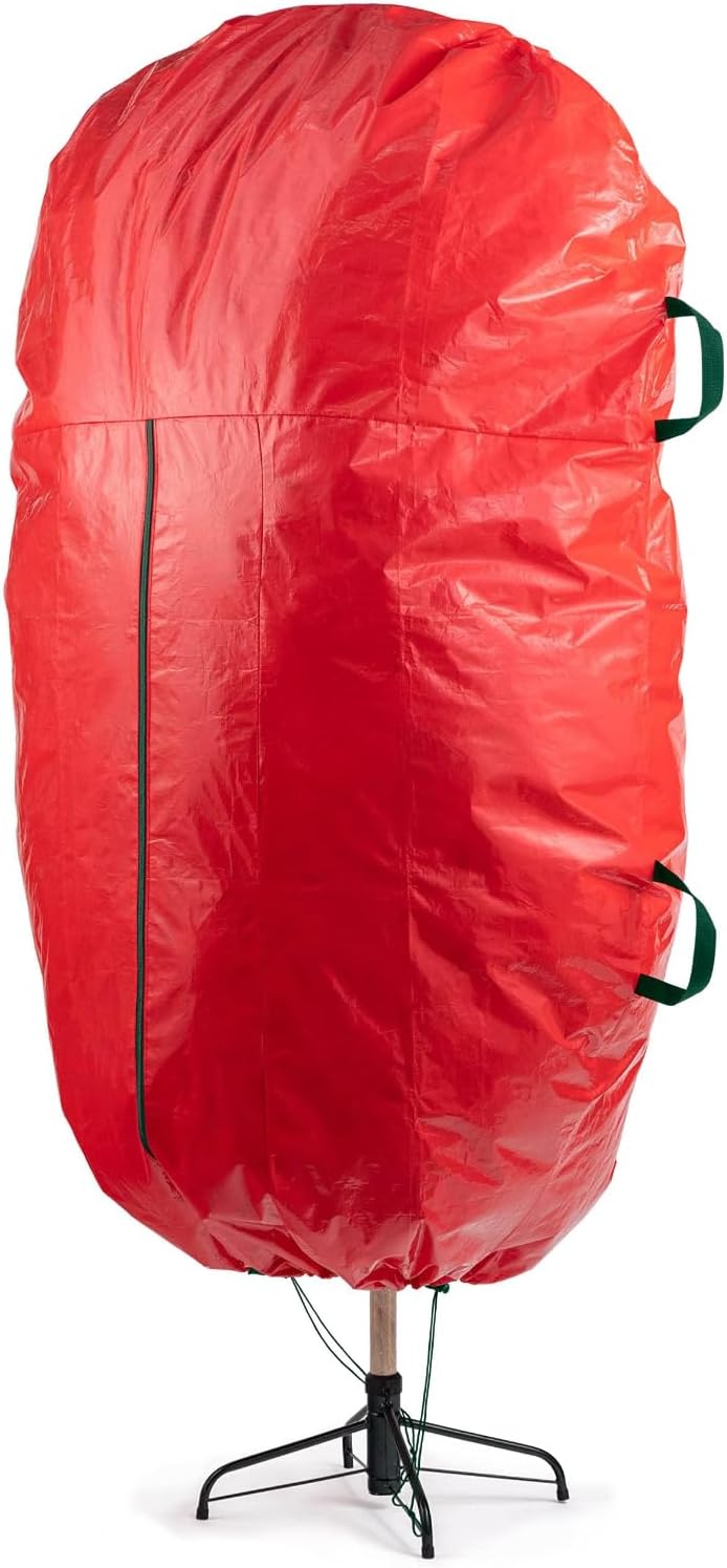 ZOBER Christmas Tree Storage Bag - Waterproof & Durable for 7.5 Ft Trees - Red with Drawstring Hem